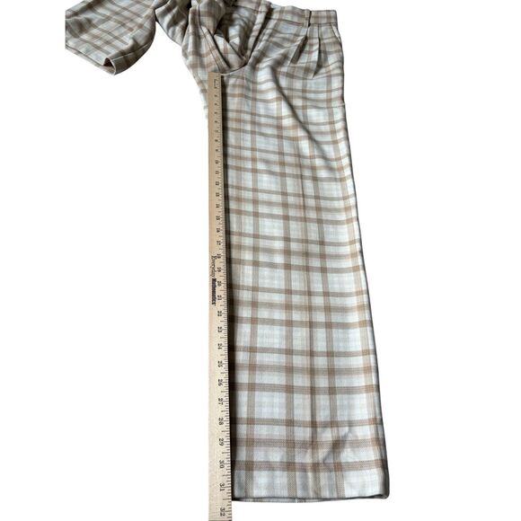 Aritzia Wilfred Effortless Plaid Pants size 8 Tan Cream - Picture 5 of 9